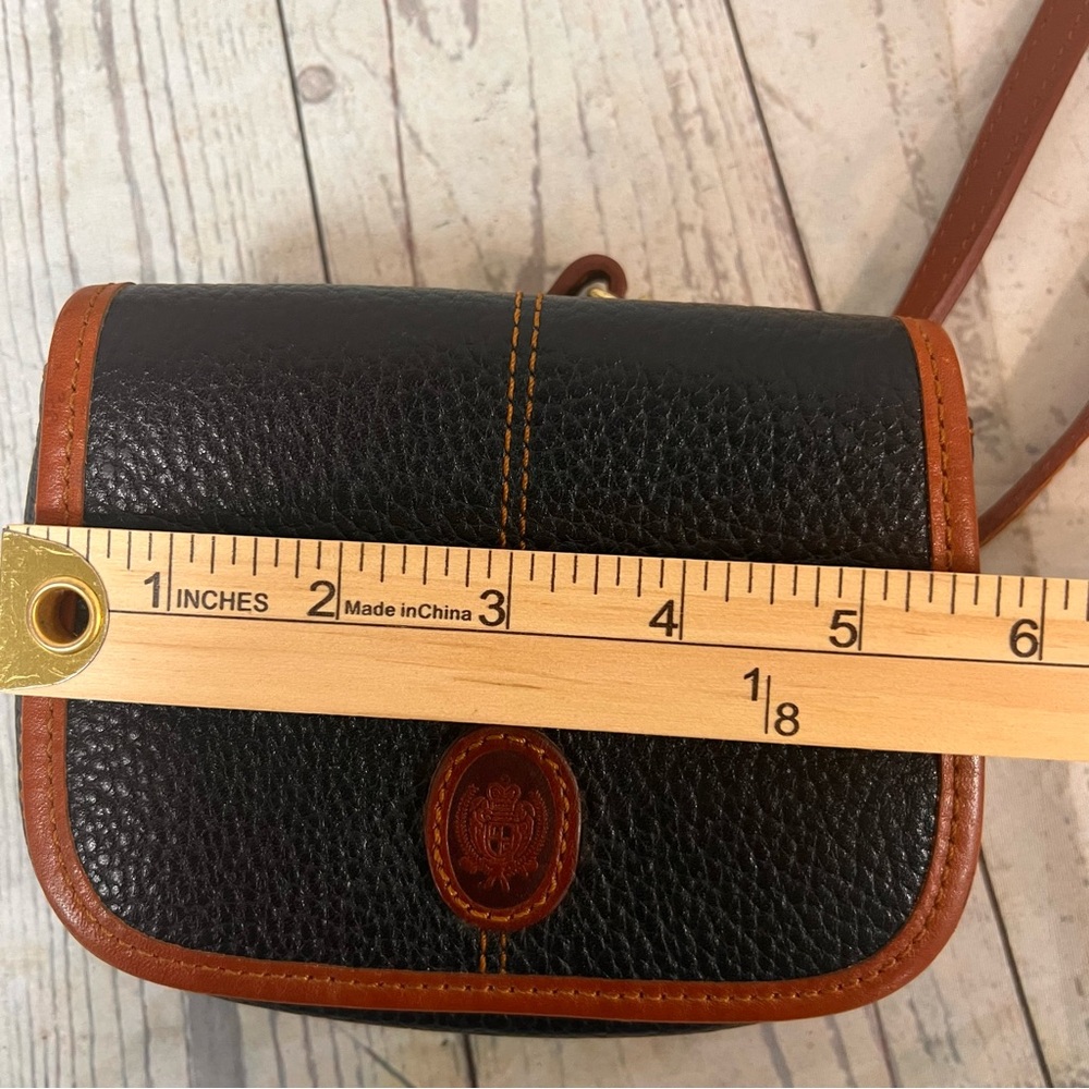 Vintage Mini Leather Saddle Crossbody Purse Liz Claiborne Brwn Black Pebbled - Picture 6 of 16